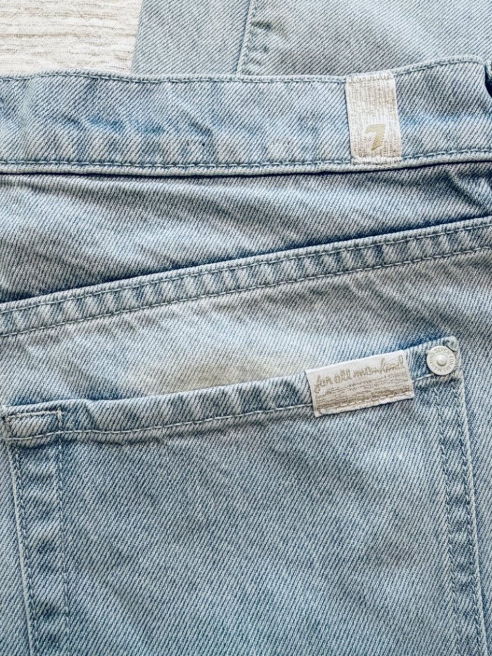 7 For All Mankind Two Tone Wide Leg Cropped Alexa Jeans White Women's 28 - Picture 6 of 7